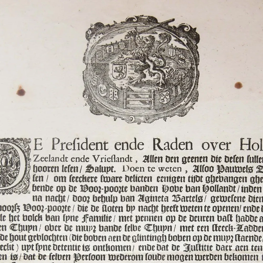 Pamflet van het museum De Gevangenpoort uit 1660.